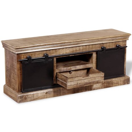 Tv-meubel met 2 schuifdeuren 110x30x45 cm massief mangohout 8718475528920 5