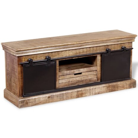 Tv-meubel met 2 schuifdeuren 110x30x45 cm massief mangohout 8718475528920 6