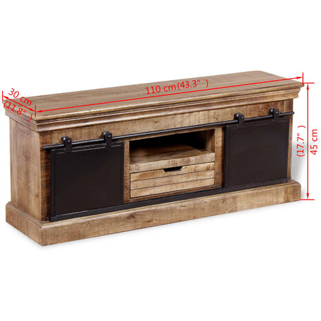 Tv-meubel met 2 schuifdeuren 110x30x45 cm massief mangohout 8718475528920 10