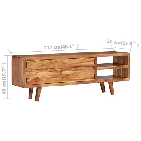 Tv-meubel met bewerkte deuren 117x30x40 cm massief acaciahout 8718475570950 9