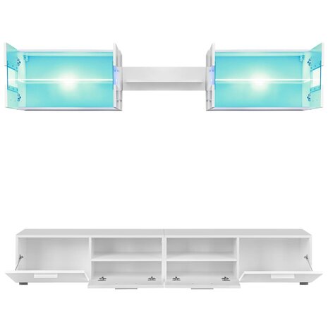 Tv-wandmeubelset met LED-verlichting hoogglans wit 5-delig 8718475599074 4