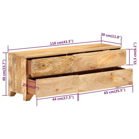 Tv-meubel 110x30x40 cm massief mangohout 8718475604068 8