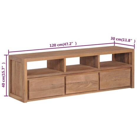 Tv-meubel 120x30x40 cm teakhout met natuurlijke afwerking 8718475623175 7