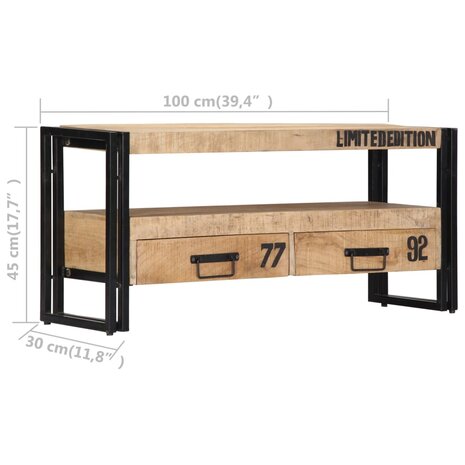 Tv-meubel 100x30x45 cm massief mangohout 8719883571409 6