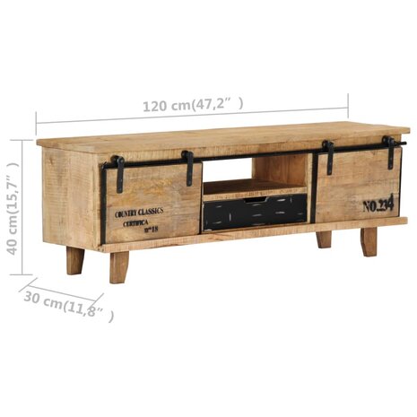 Tv-meubel 120x30x40 cm massief mangohout 8719883571553 8