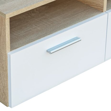 Tv-meubels 2 st 95x35x36 cm bewerkt hout eikenkleurig en wit 8718475599609 5