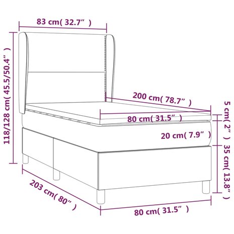 Boxspring met matras stof zwart 80x200 cm 8720287422754 7