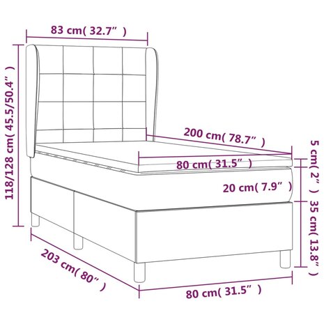 Boxspring met matras stof zwart 80x200 cm 8720287423553 7