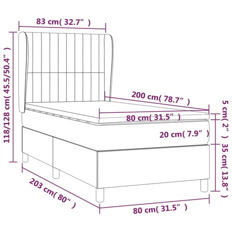 Boxspring met matras stof zwart 80x200 cm 8720287425151 7