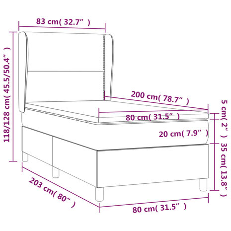 Boxspring met matras fluweel donkergrijs 80x200 cm 8720287429944 7