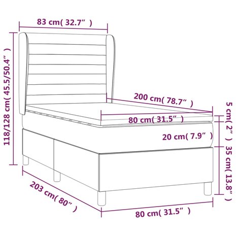 Boxspring met matras fluweel donkergrijs 80x200 cm 8720287431145 7