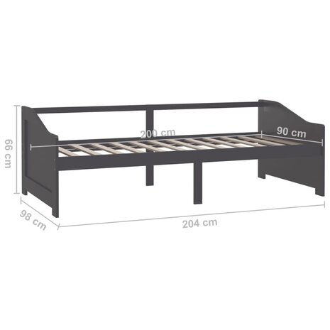 Bedbank 3-zits massief grenenhout donkergrijs 90x200 cm 8720286579268 8