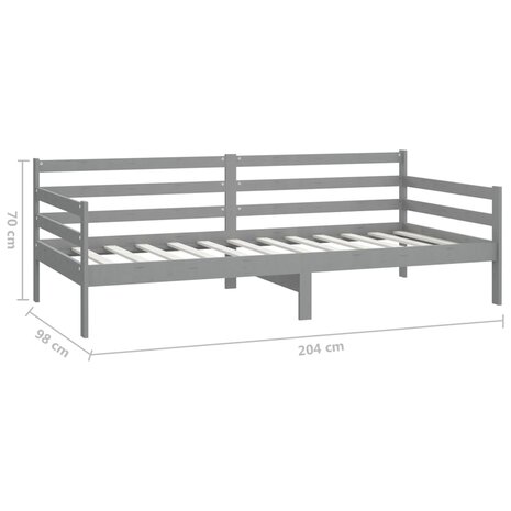 Slaapbank massief grenenhout grijs 90x200 cm 8720286641330 8