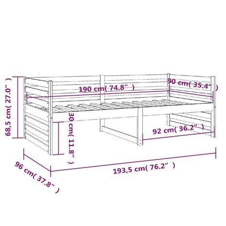 Slaapbank 90x190 cm massief grenenhout wit 8720287133506 10