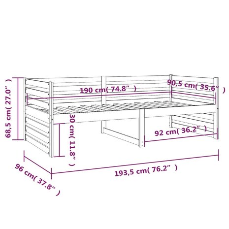 Slaapbank 90x190 cm massief grenenhout zwart 8720287133537 10