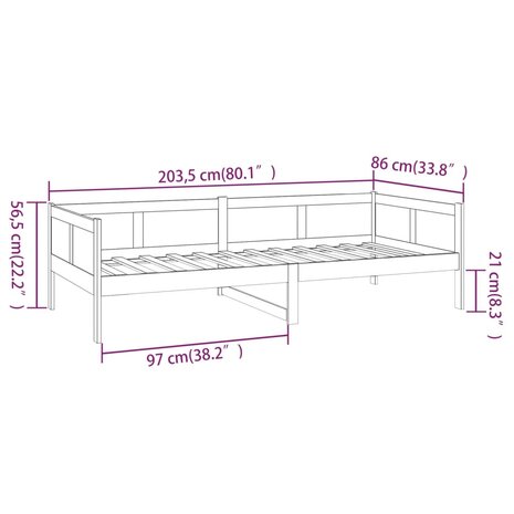 Slaapbank massief grenenhout zwart 80x200 cm 8720287072249 10