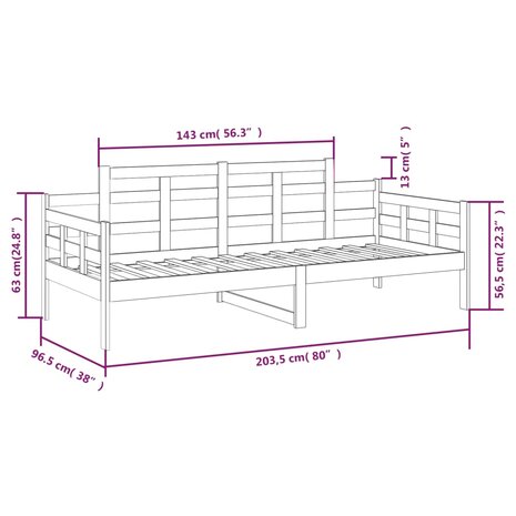 Slaapbank massief grenenhout wit 90x200 cm 8720287073062 9