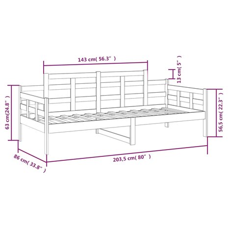 Slaapbank massief grenenhout wit 80x200 cm 8720287073116 9