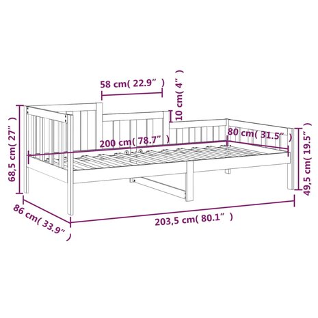 Slaapbank 80x200 cm massief grenenhout honingbruin 8720287136125 11