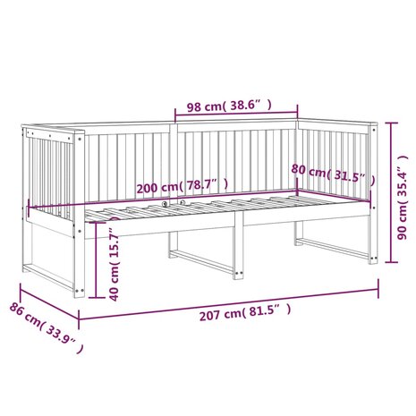 Slaapbank 80x200 cm massief grenenhout honingbruin 8720287137672 11