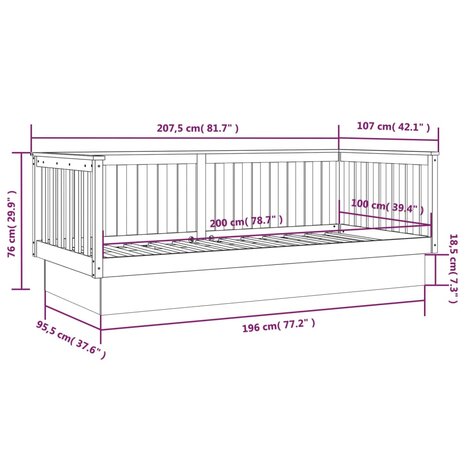 Slaapbank 100x200 cm massief grenenhout zwart 8720287214533 11