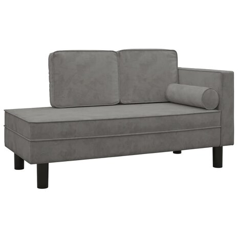 Chaise longue met kussens en bolster fluweel lichtgrijs 8720286826621 2