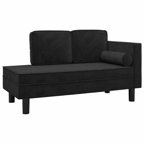 Chaise longue met kussens en bolster fluweel zwart 8720286826683 2