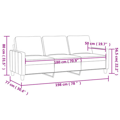 Driezitsbank 180 cm stof lichtgrijs 8721012138971 8