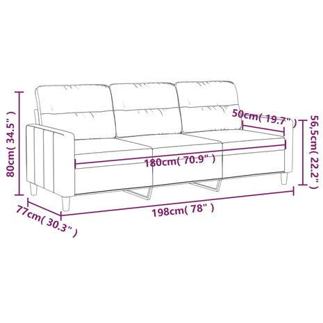 Driezitsbank 180 cm stof lichtgeel 8721012139749 8