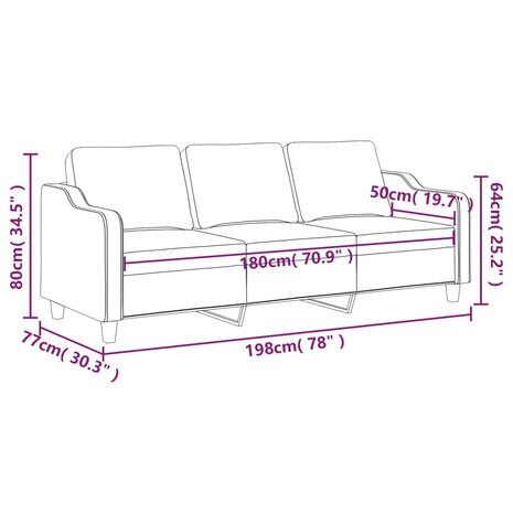 Driezitsbank 180 cm stof donkergrijs 8721012140943 8