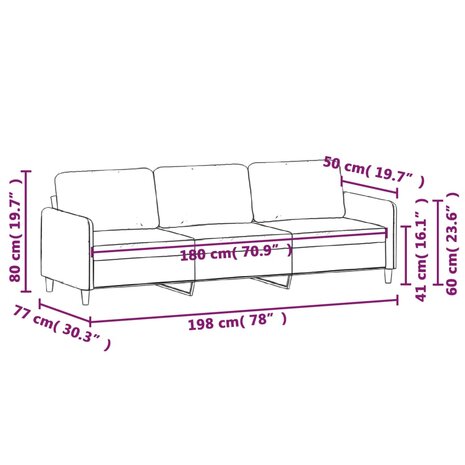 Driezitsbank 180 cm fluweel donkergrijs 8721012141797 8