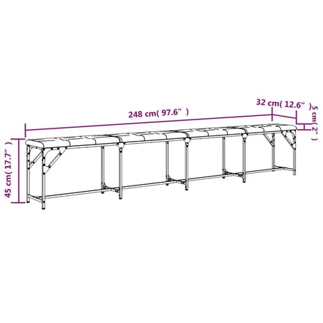 Eetkamerbank 248x32x45 cm staal en stof donkergrijs 8721012164314 8