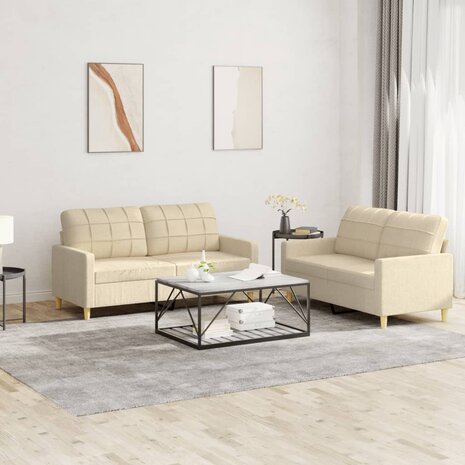 2-delige Loungeset met kussens stof crèmekleurig 8721012062436 1