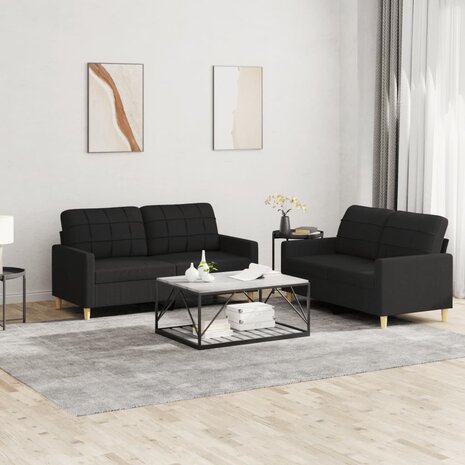 2-delige loungeset met kussens stof zwart 8721012062450 1