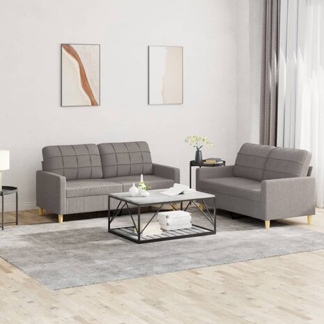 2-delige Loungeset met kussens stof taupe 8721012062481 1