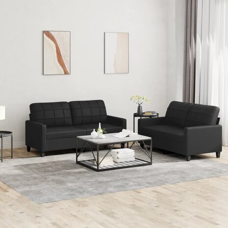 2-delige Loungeset met kussens kunstleer zwart 8721012063259 1