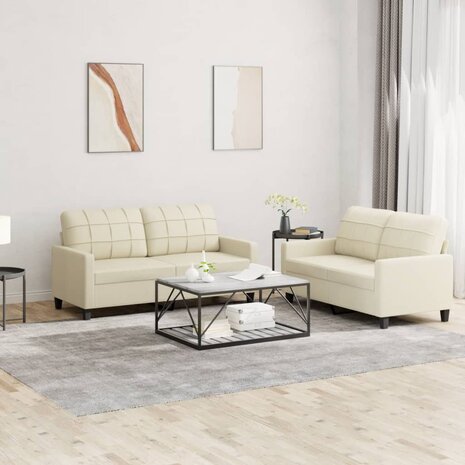 2-delige Loungeset met kussens kunstleer crème 8721012063266 1