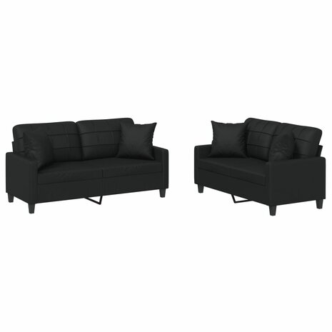 2-delige Loungeset met kussens kunstleer zwart 8721012063358 2