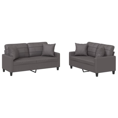 2-delige Loungeset met kussens kunstleer grijs 8721012063372 2