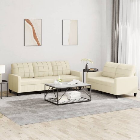 2-delige Loungeset met kussens kunstleer crème 8721012063464 1