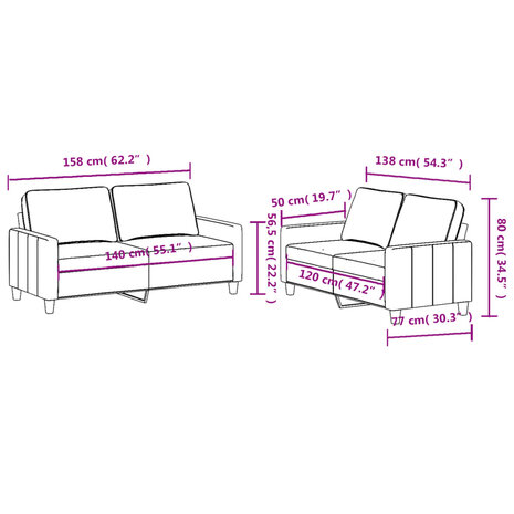 2-delige Loungeset met kussens stof lichtgrijs 8721012064119 6