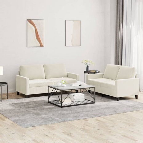 2-delige Loungeset met kussens fluweel crèmekleurig 8721012064713 1