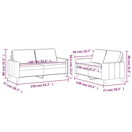 2-delige Loungeset met kussens fluweel crèmekleurig 8721012064713 6