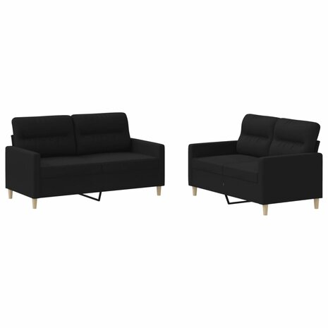 2-delige loungeset met kussens stof zwart 8721012065390 2