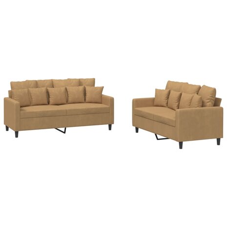 2-delige Loungeset met kussens fluweel bruin 8721012066748 2