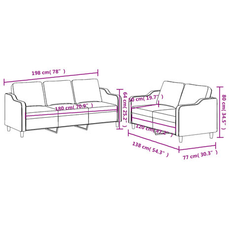 2-delige loungeset met kussens stof zwart 8721012068056 6