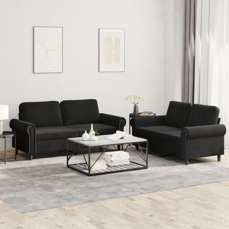 2-delige Loungeset met kussens fluweel zwart 8721012071827 1