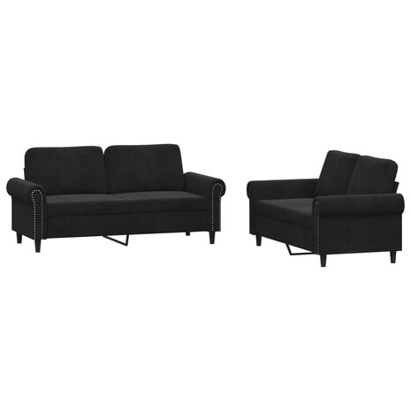 2-delige Loungeset met kussens fluweel zwart 8721012071827 2