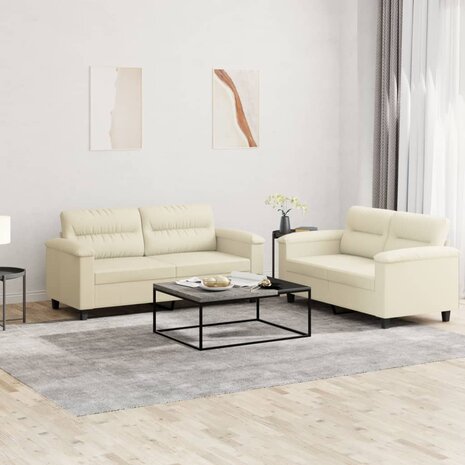 2-delige Loungeset met kussens kunstleer crème 8721012073302 1