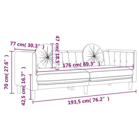 2-delige Loungeset met kussens fluweel bruin 8721012289574 9